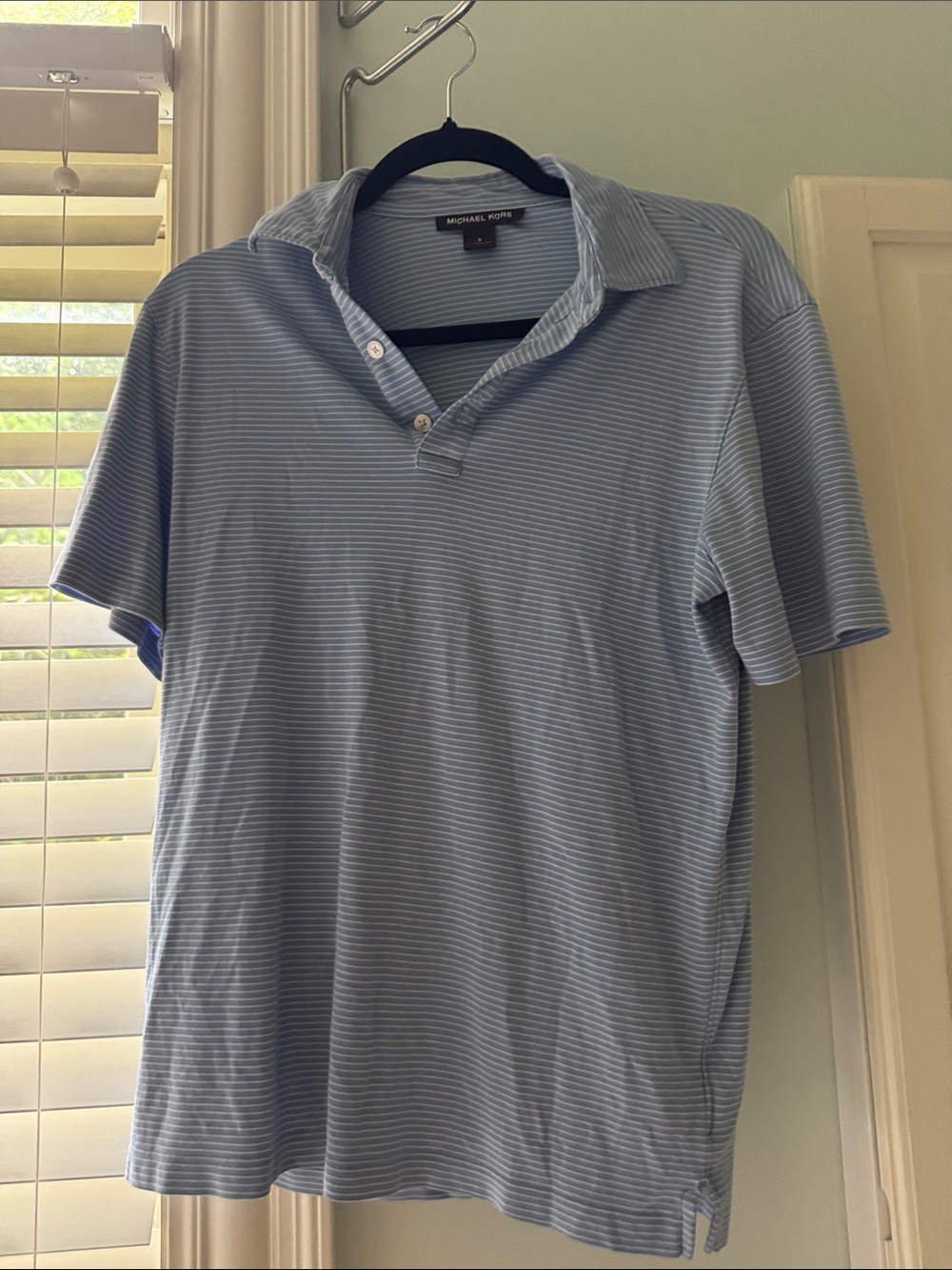Michael Kors Men’s Light Blue Striped Polo Shirt size S